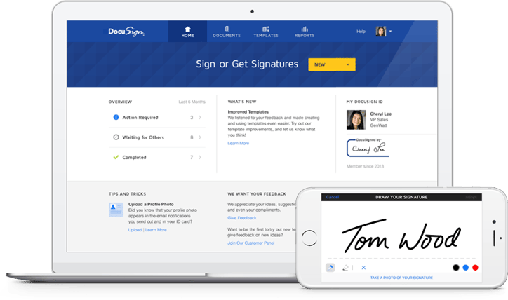 mock up productivity tool DocuSign