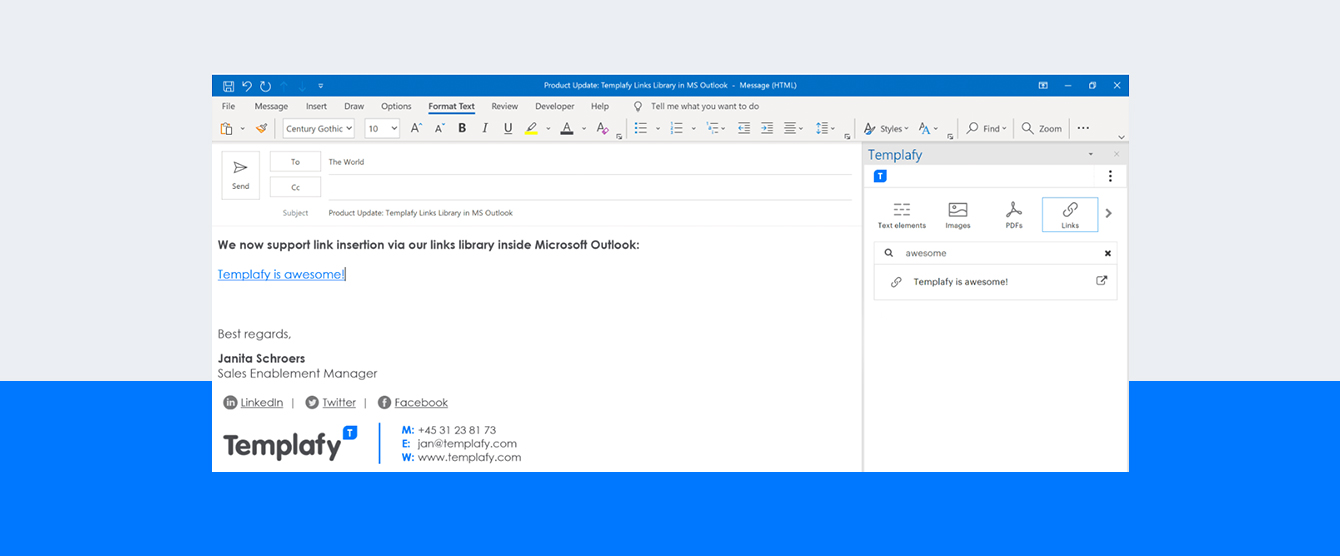 Links Library in Outlook and Calendar
